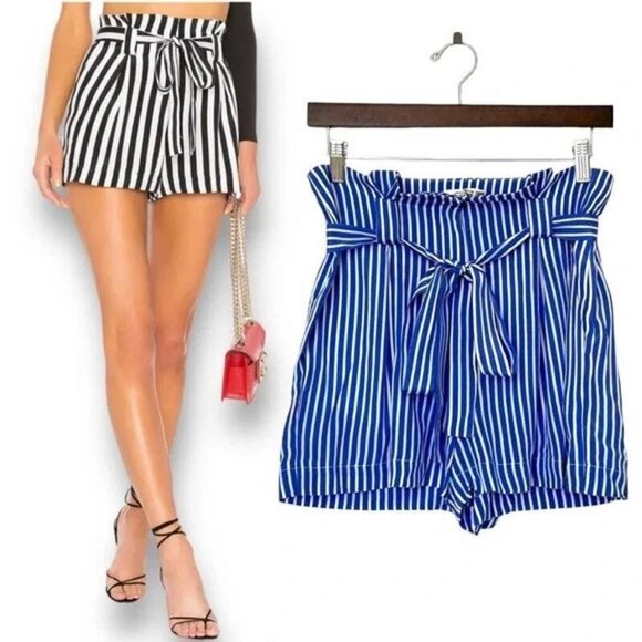 L’AGENCE Alex Black/White Striped Short size 2 Like New - Picture 3 of 5